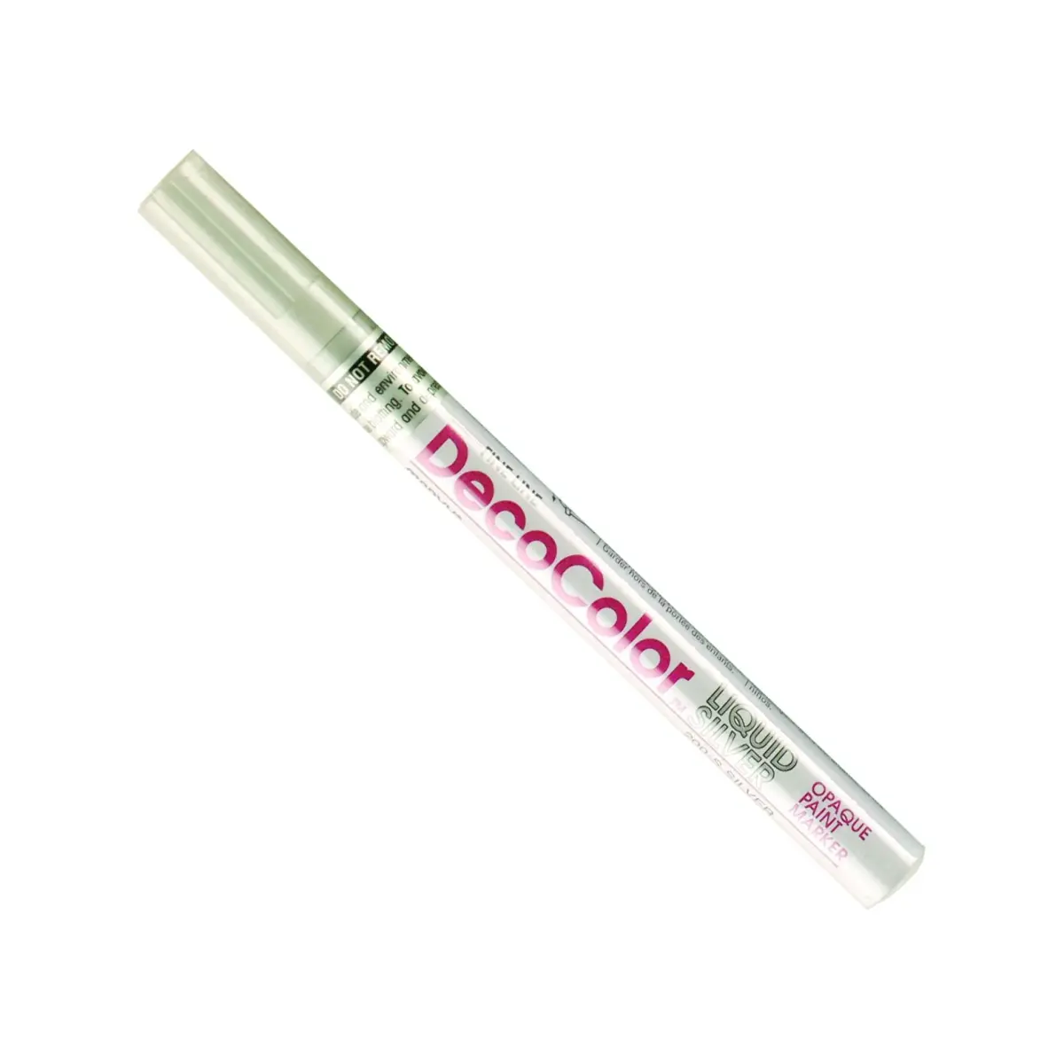 Marvy Uchida Deco Color Fine Point Paint Marker Silver 1 Count (Pack of 1) | Opaque Oil-Based Paint for Crafts - main product image