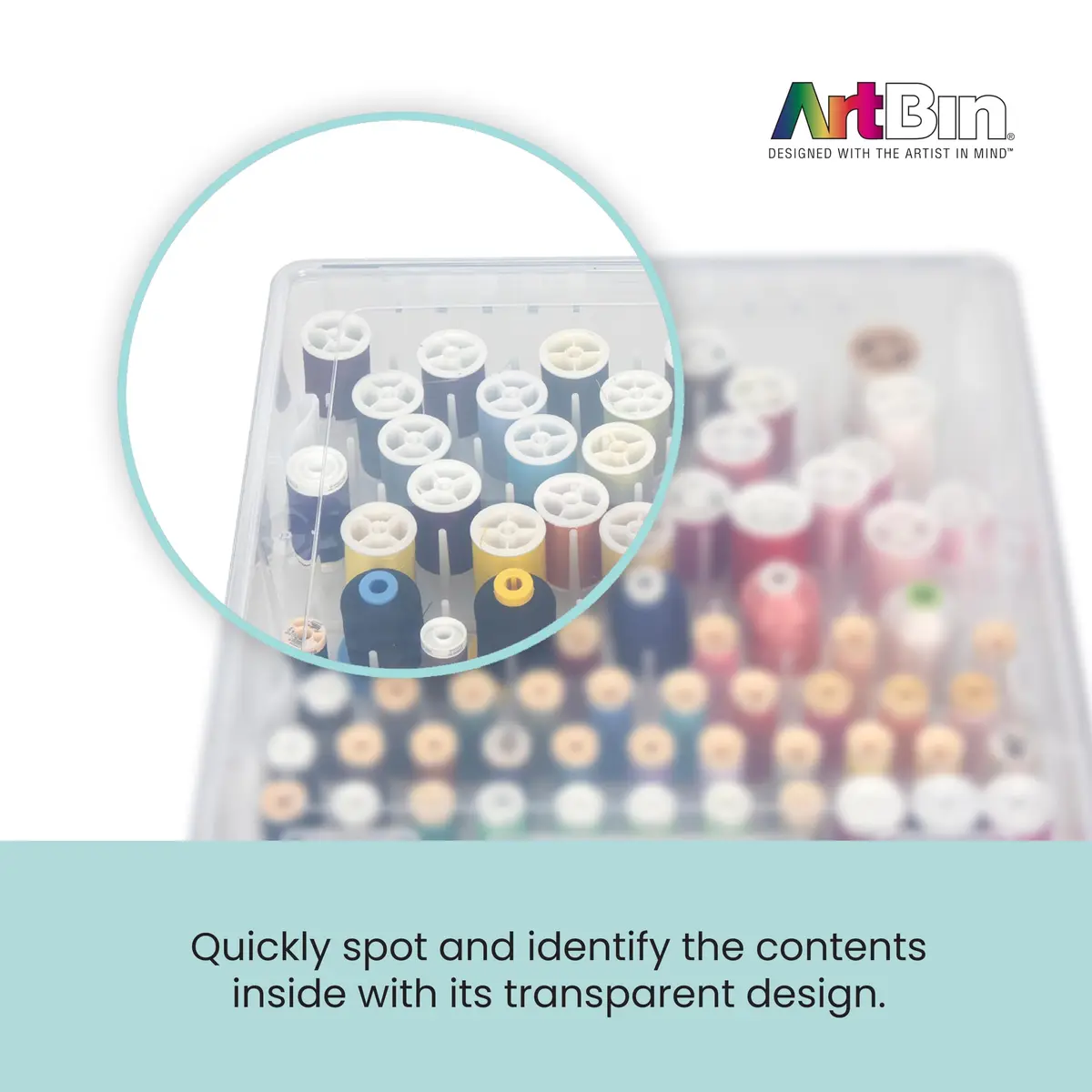 ArtBin Super Satchel Thread Box - Versatile Sewing, Embroidery & Quilting Storage, 108 Pegs, Made in USA - view 7