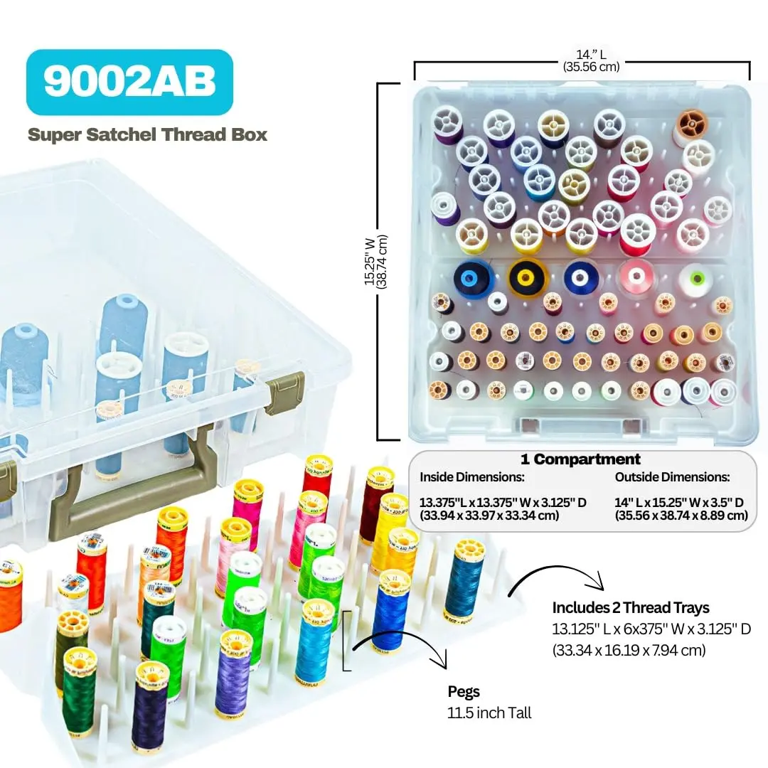 ArtBin Super Satchel Thread Box - Versatile Sewing, Embroidery & Quilting Storage, 108 Pegs, Made in USA - view 2