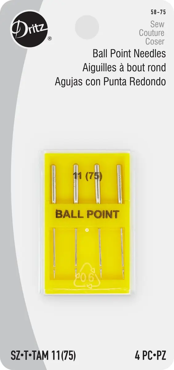 Dritz Ballpoint Machine Needles Size 11 Nickel | Suitable for Knit Fabrics (70-120 chars) - main product image