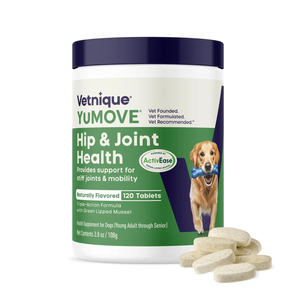 YuMOVE Dog Hip & Joint Supplement Regular Strength 120 Chewable Tablets | Vet-Recommended for Active Adults & Early Seniors - main product image