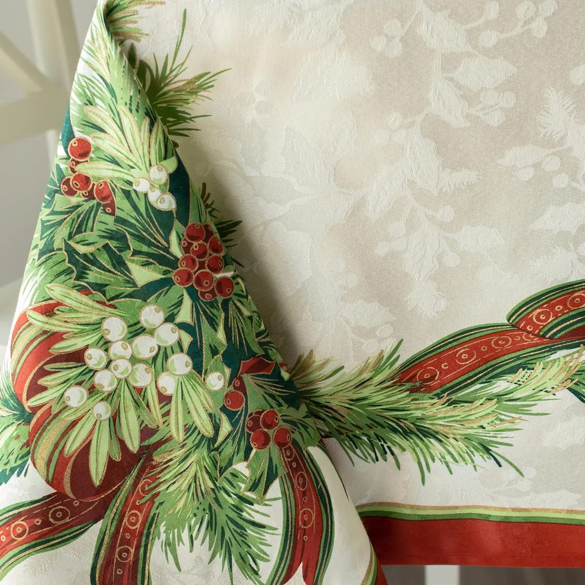 Benson Mills Christmas Ribbons Tablecloth 52" x 70" | Holiday Winter Decor - view 5