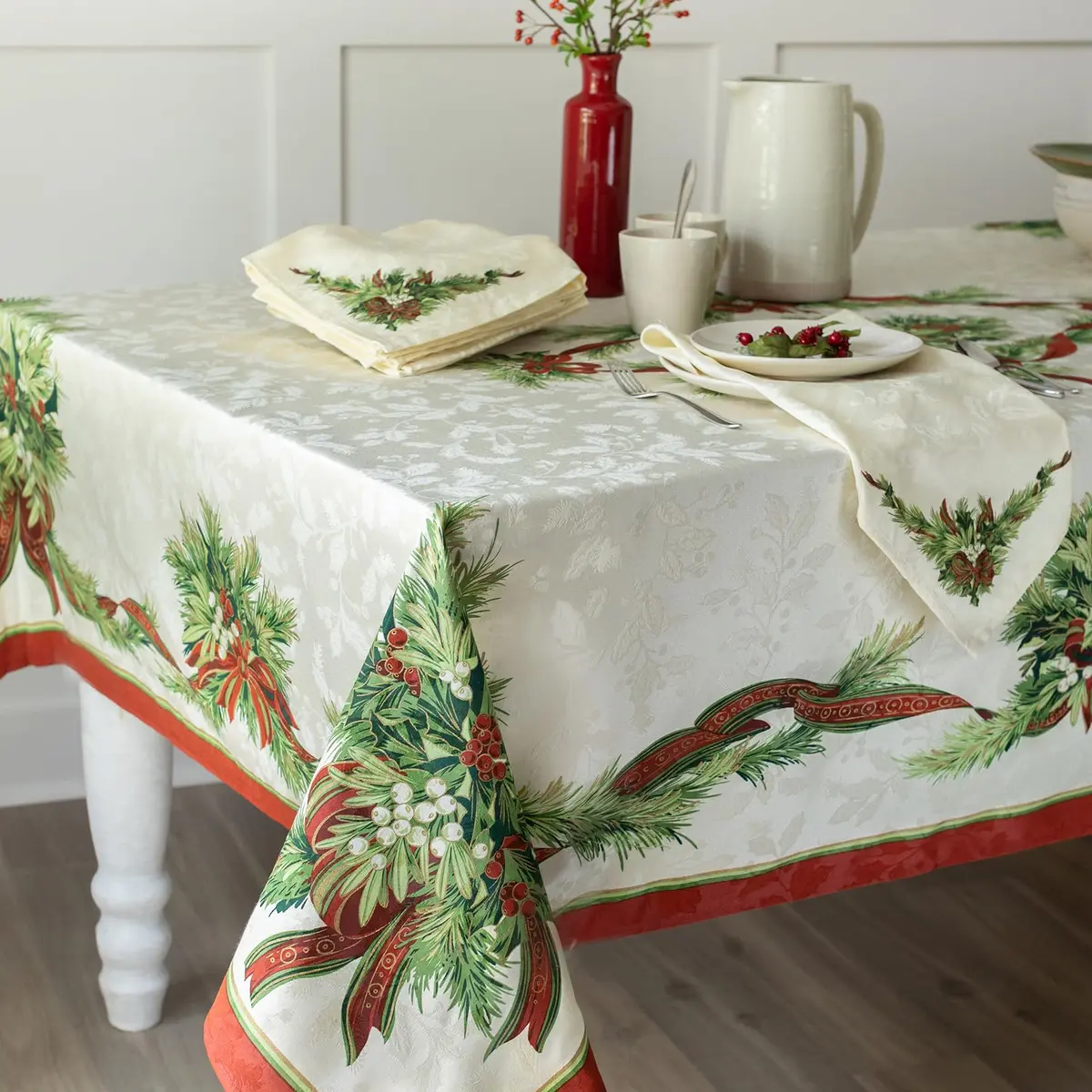 Benson Mills Christmas Ribbons Tablecloth 52" x 70" | Holiday Winter Decor - view 4