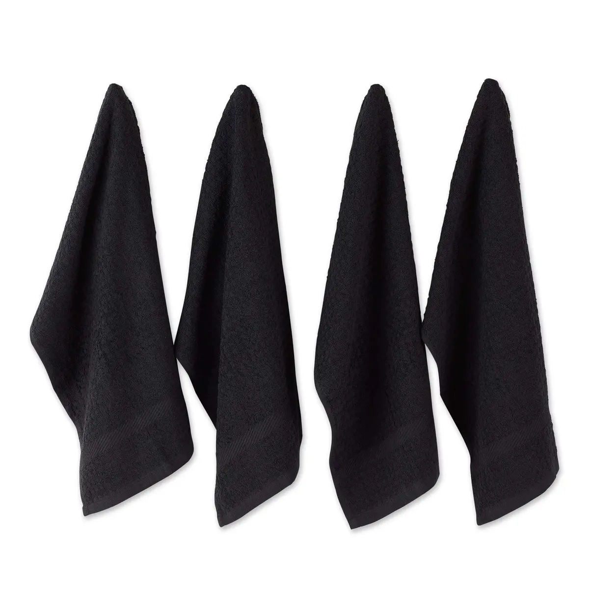 DII Basic Terry Collection Waffle Dishtowel Set, 15x26, Solid Black, 4 Piece - main product image