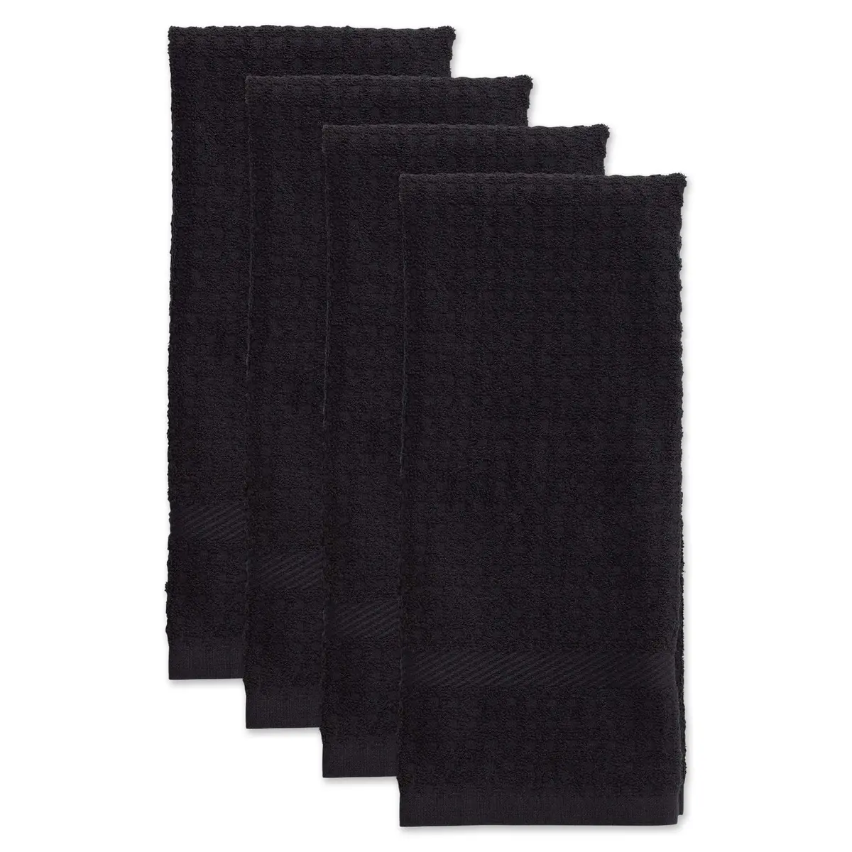DII Basic Terry Collection Waffle Dishtowel Set, 15x26, Solid Black, 4 Piece - view 2