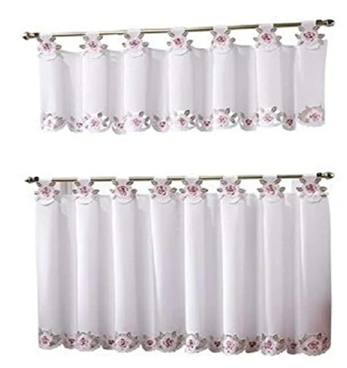 Today's Curtain Capri Reverse Embroidery Tab Top Curtain Tier 60cm x 24in (156cm W x 61cm L) - main product image