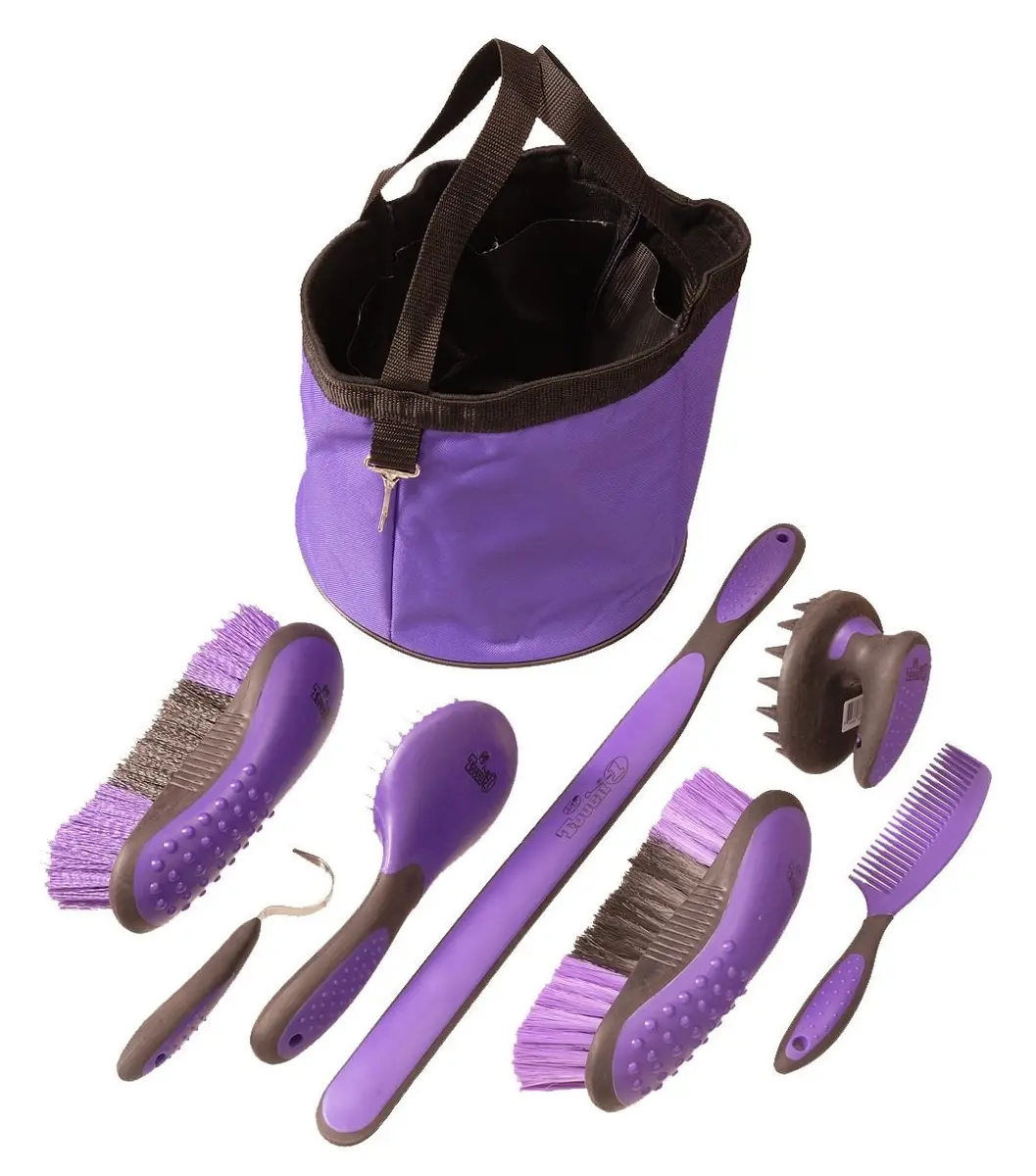 Tough 1 Great Grip Grooming Package (8-Piece), Purple | Complete Horse Grooming Kit - main product image