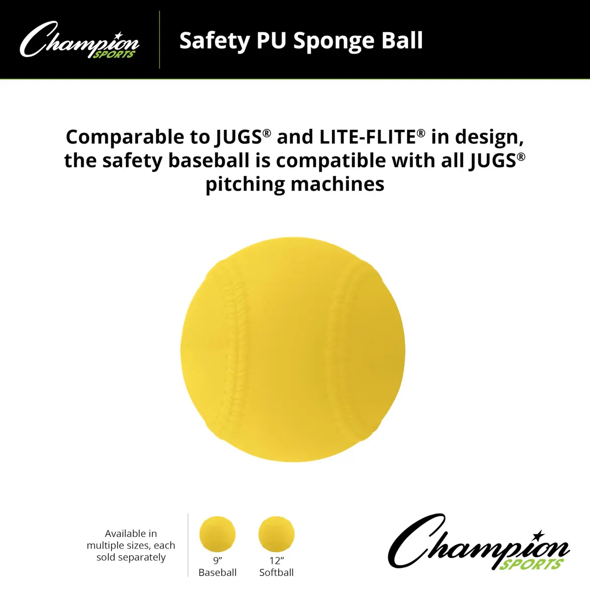 Champion Sports 12" Safety Pitching Machine Softballs | PU Sponge Construction for Safe Indoor/Outdoor Practice - view 5