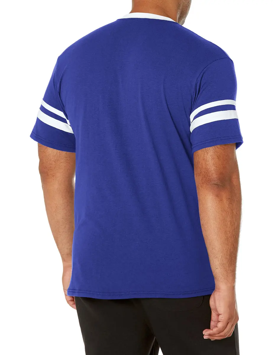 Augusta Sportswear Sleeve Stripe Jersey Medium | 50% Polyester/50% Cotton, Purple/White, Relaxed Fit - view 2