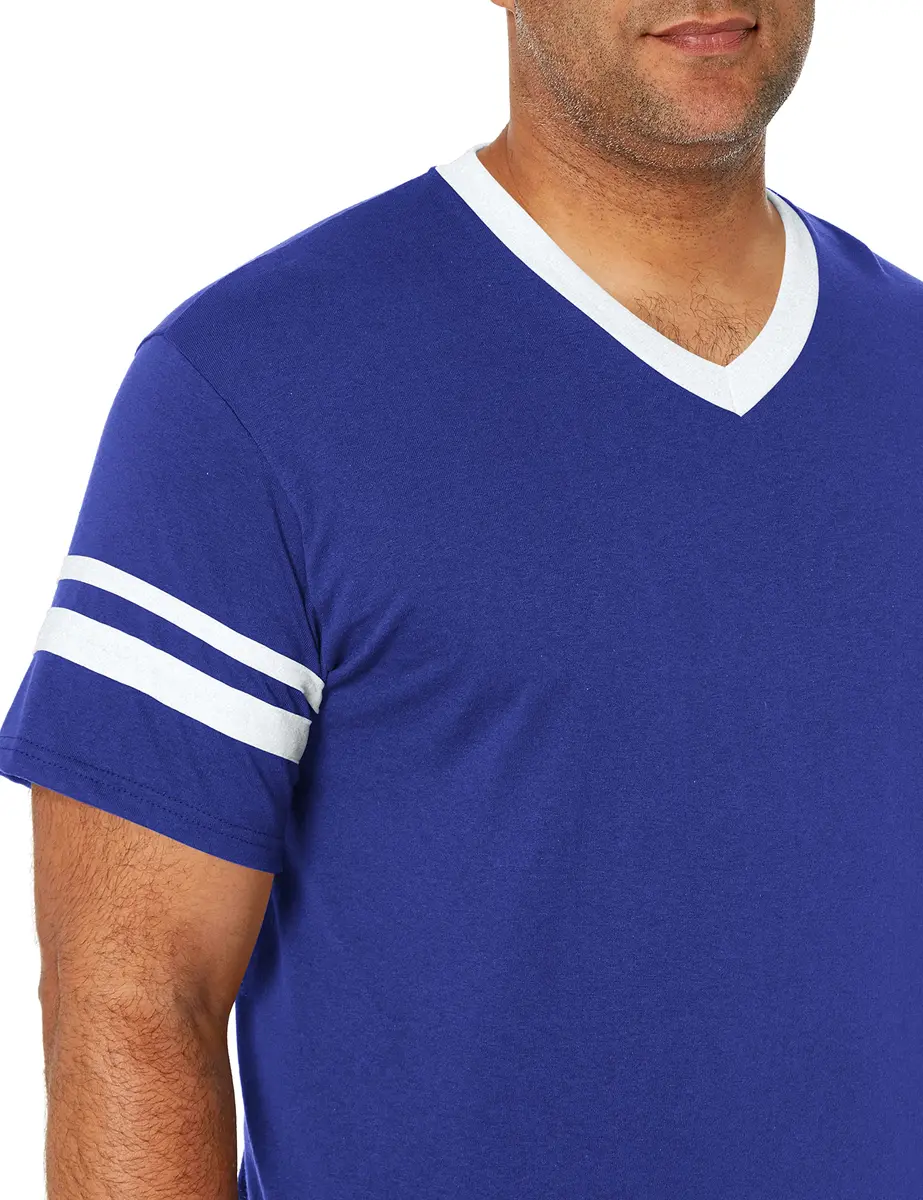 Augusta Sportswear Sleeve Stripe Jersey Medium | 50% Polyester/50% Cotton, Purple/White, Relaxed Fit - view 3