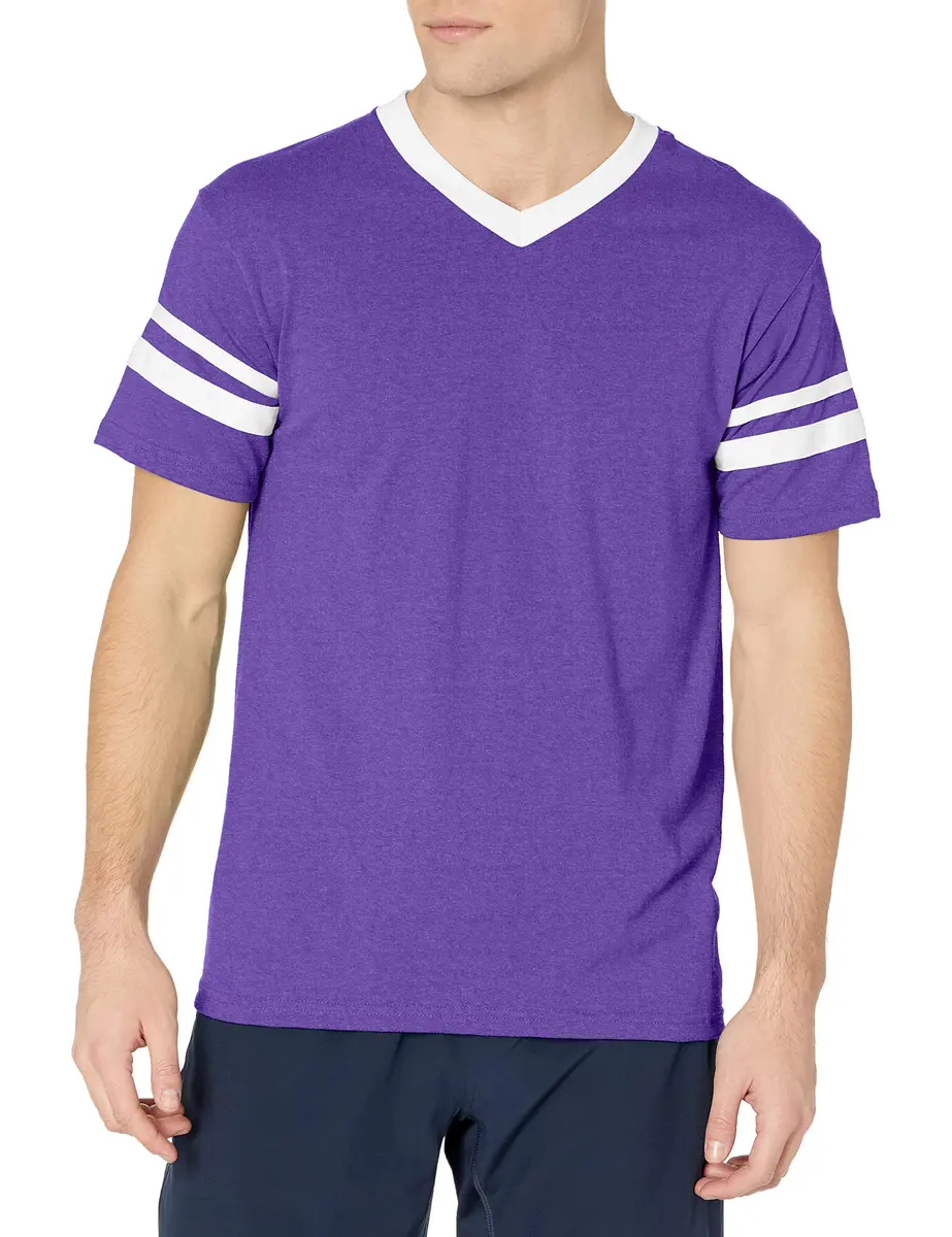 Augusta Sportswear Sleeve Stripe Jersey Medium | 50% Polyester/50% Cotton, Purple/White, Relaxed Fit - view 4
