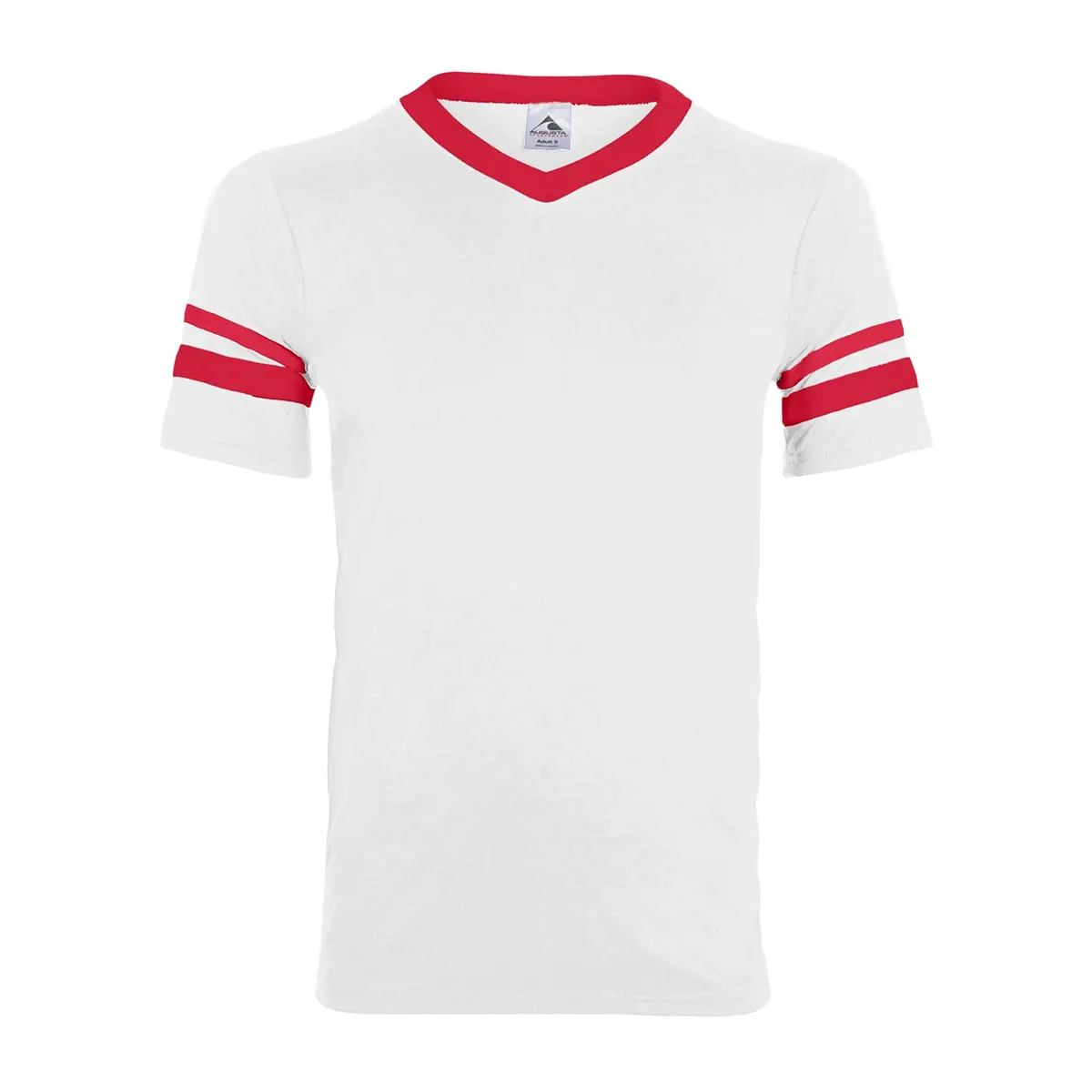 Augusta Sportswear Sleeve Stripe Jersey, White/Red | Soft Cotton-Poly Blend for Sports & Training - main product image