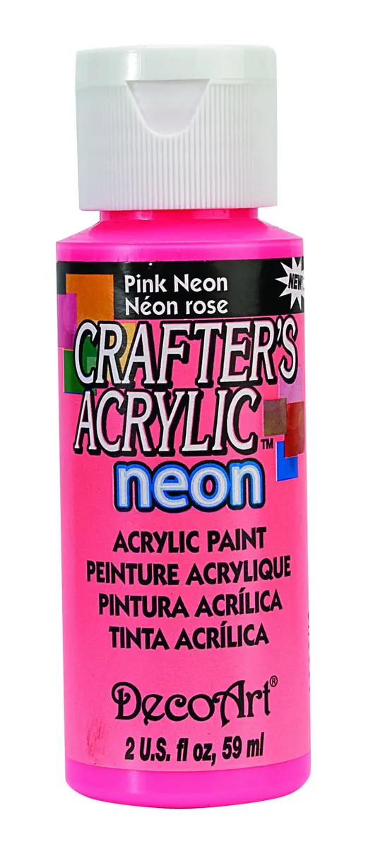 DecoArt Crafter's Acrylic All Purpose Paint 59ml | Neon Pink Fluorescent, Bright & Reflective (70-120 chars) - main product image