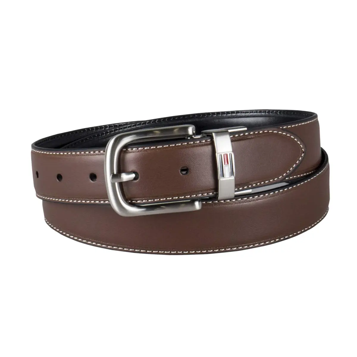 Tommy Hilfiger Men's Brown/Black Casual Reversible Belt, Size 32 | 1.25-inch Width - view 2