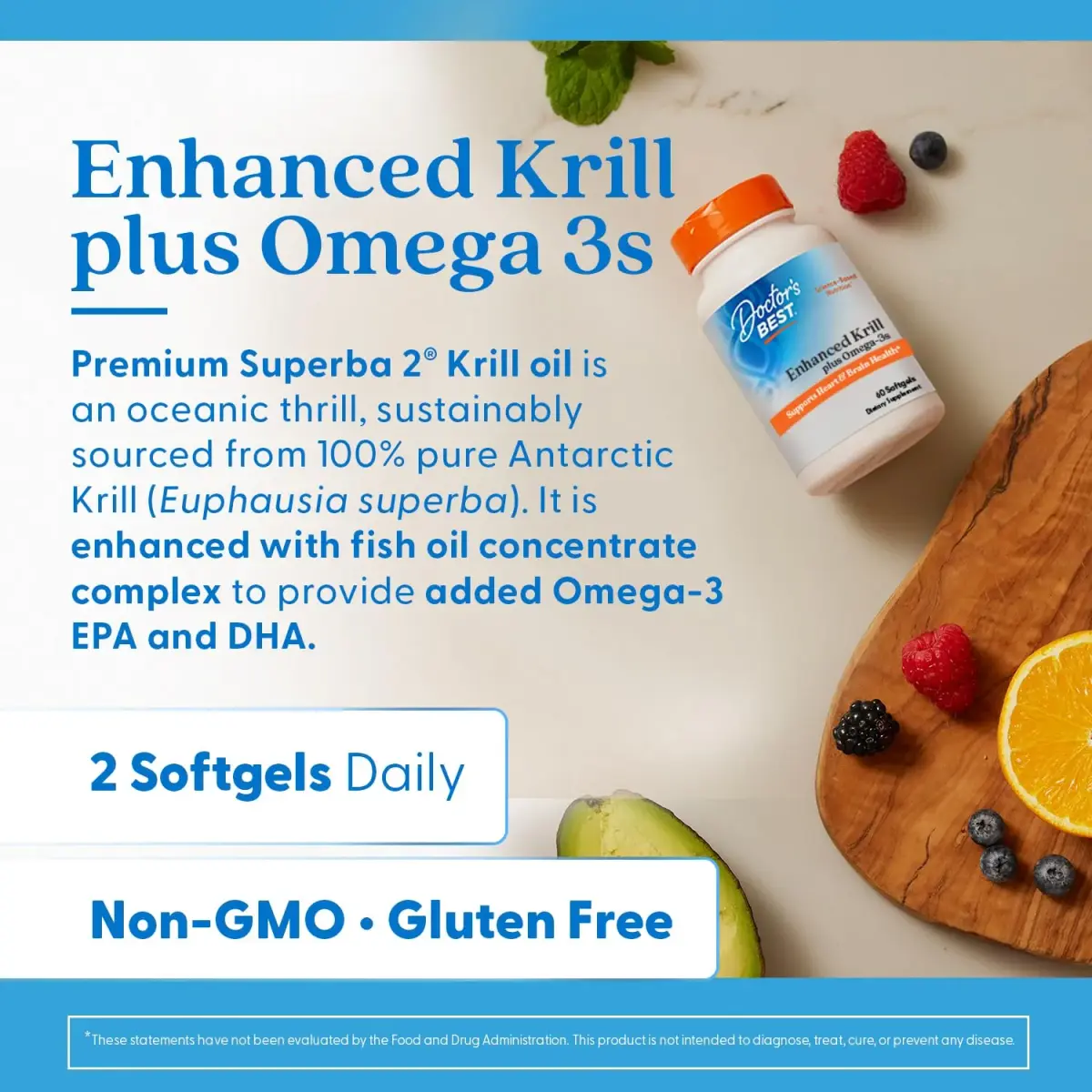 Doctor's Best Antarctic Krill Oil Plus Omega 3s 60 Ct Softgels | Supports Brain & Heart Health - view 3