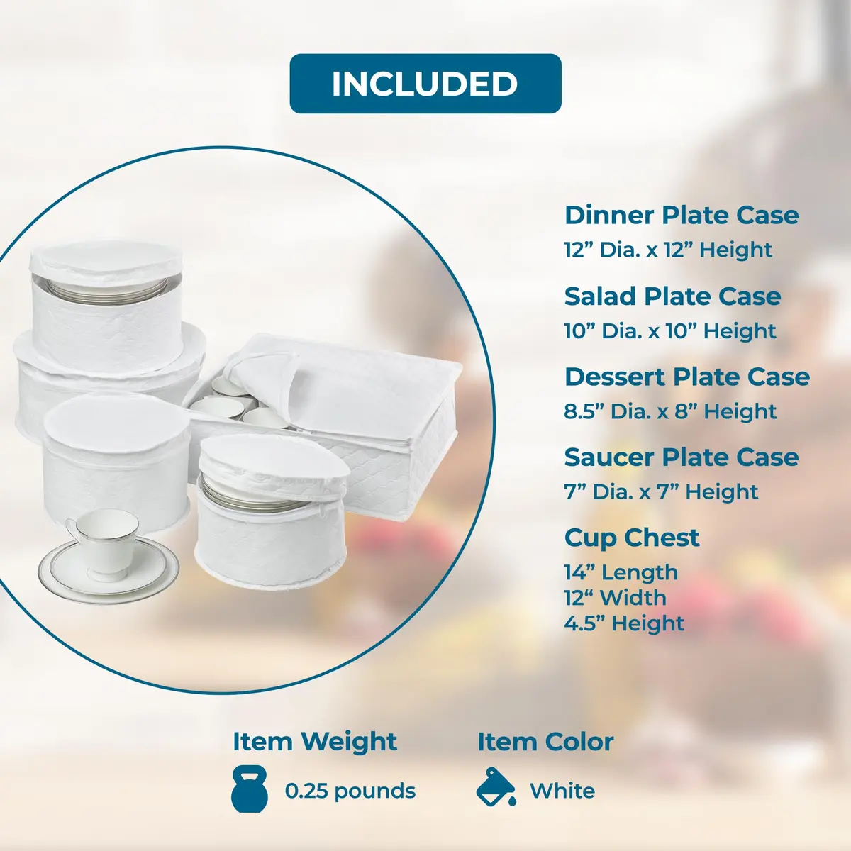 Honey-Can-Do Dinnerware Storage Containers Set, 5-Piece | Protect & Organize Fine China with Quilted Cushioned Cases - view 5