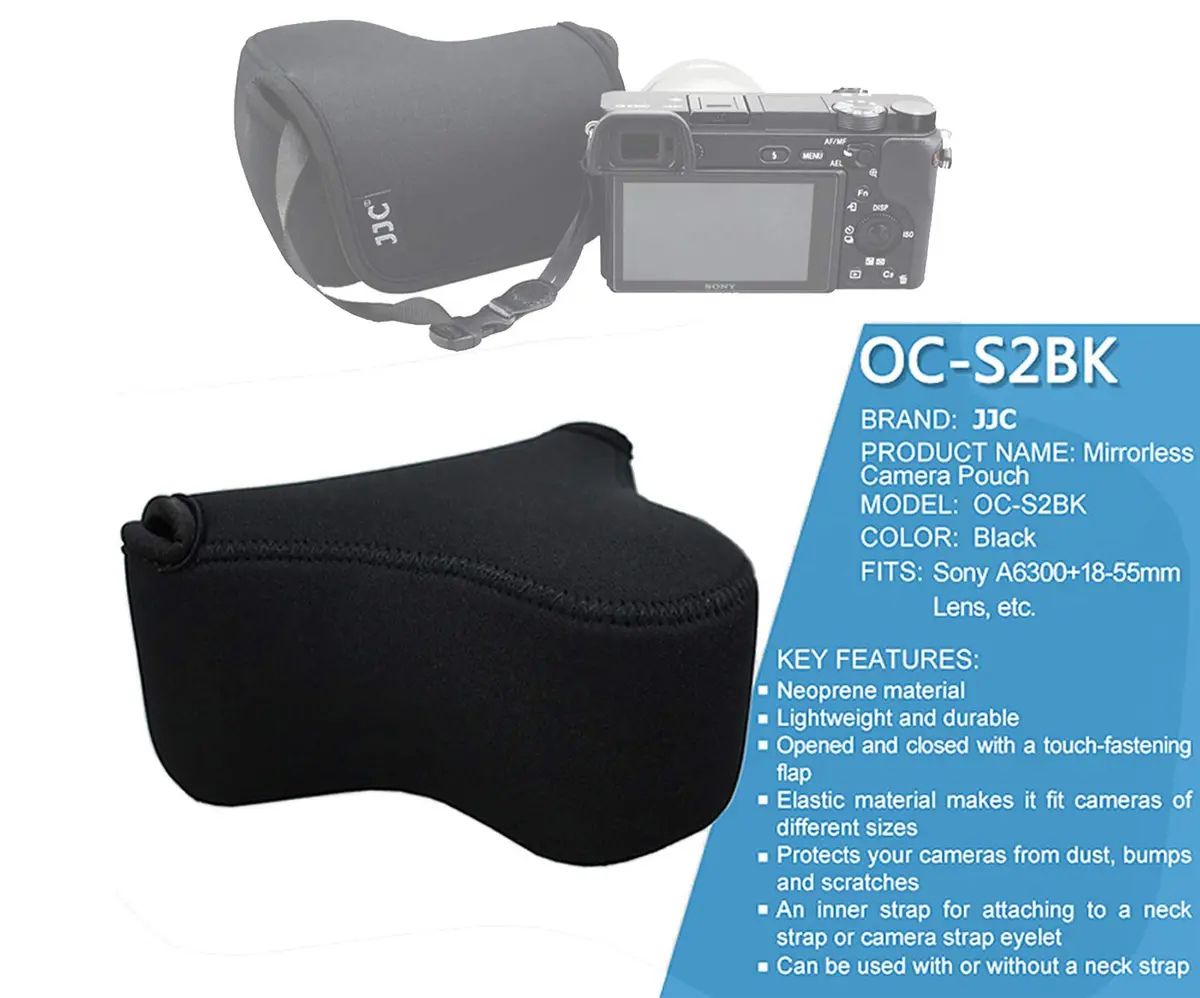 Fotasy Ultra Light Neoprene Camera Case for Sony a6600 a6500 a6400 a6300 a6100 a6000 a5100 +18-55mm/E 50mm F1.8 Lens, Pouch Bag for Fuji X-T30 X-T20 X-T10 +16-50mm, Canon SX530 SX540 G3X | Lightweight, Water-Resistant Camera Pouch - main product image