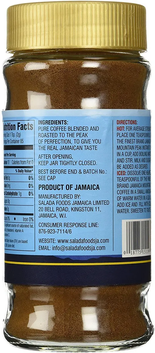 Jamaica Mountain Peak Instant Coffee 6 OZ | Jamaican Unflavored Roast, Kosher Certified, 170g, Drink Hot or Cold - view 3