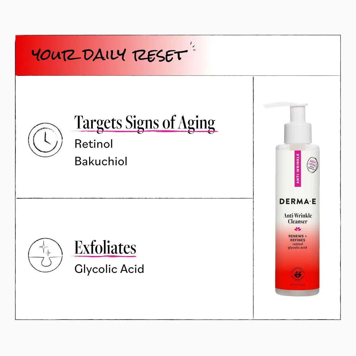 Derma E Anti-Wrinkle Cleanser for Nighttime with Glycolic Acid & Vitamin A, 177ml (6 Fl Oz) | Gentle Exfoliation for Radiant Skin - view 5