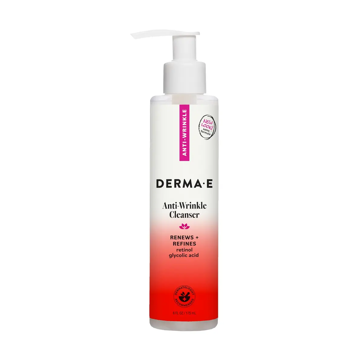Derma E Anti-Wrinkle Cleanser for Nighttime with Glycolic Acid & Vitamin A, 177ml (6 Fl Oz) | Gentle Exfoliation for Radiant Skin - main product image
