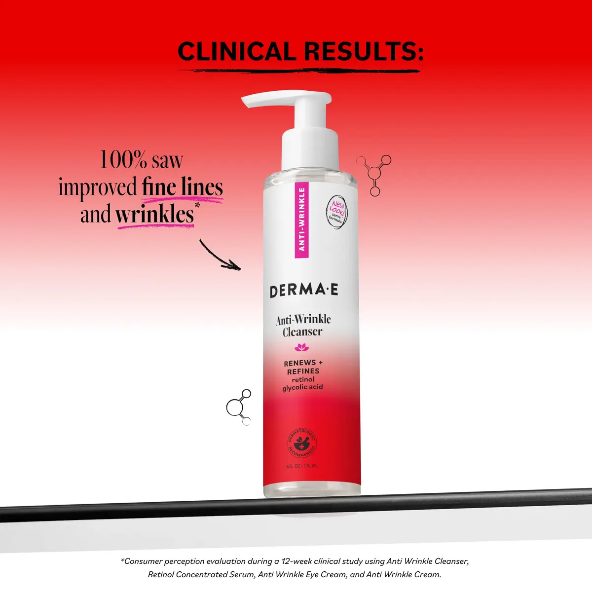 Derma E Anti-Wrinkle Cleanser for Nighttime with Glycolic Acid & Vitamin A, 177ml (6 Fl Oz) | Gentle Exfoliation for Radiant Skin - view 2