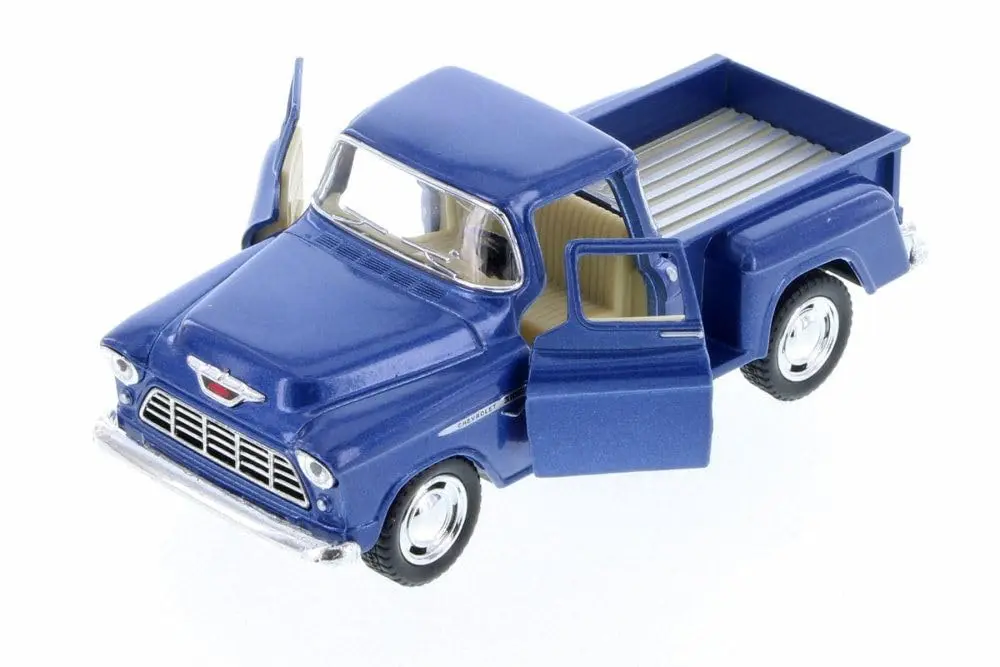 KiNSMART 1955 Chevrolet Stepside Pickup Truck 5 Inch 1:32 Scale Die Cast Metal Blue | Classic American Model - view 4