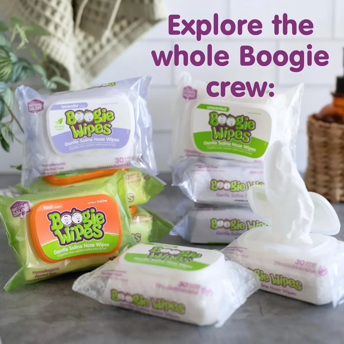 Boogie Saline Nose Wipes Grape Scent | Gentle Nasal Cleansing for Babies & All Ages - view 8