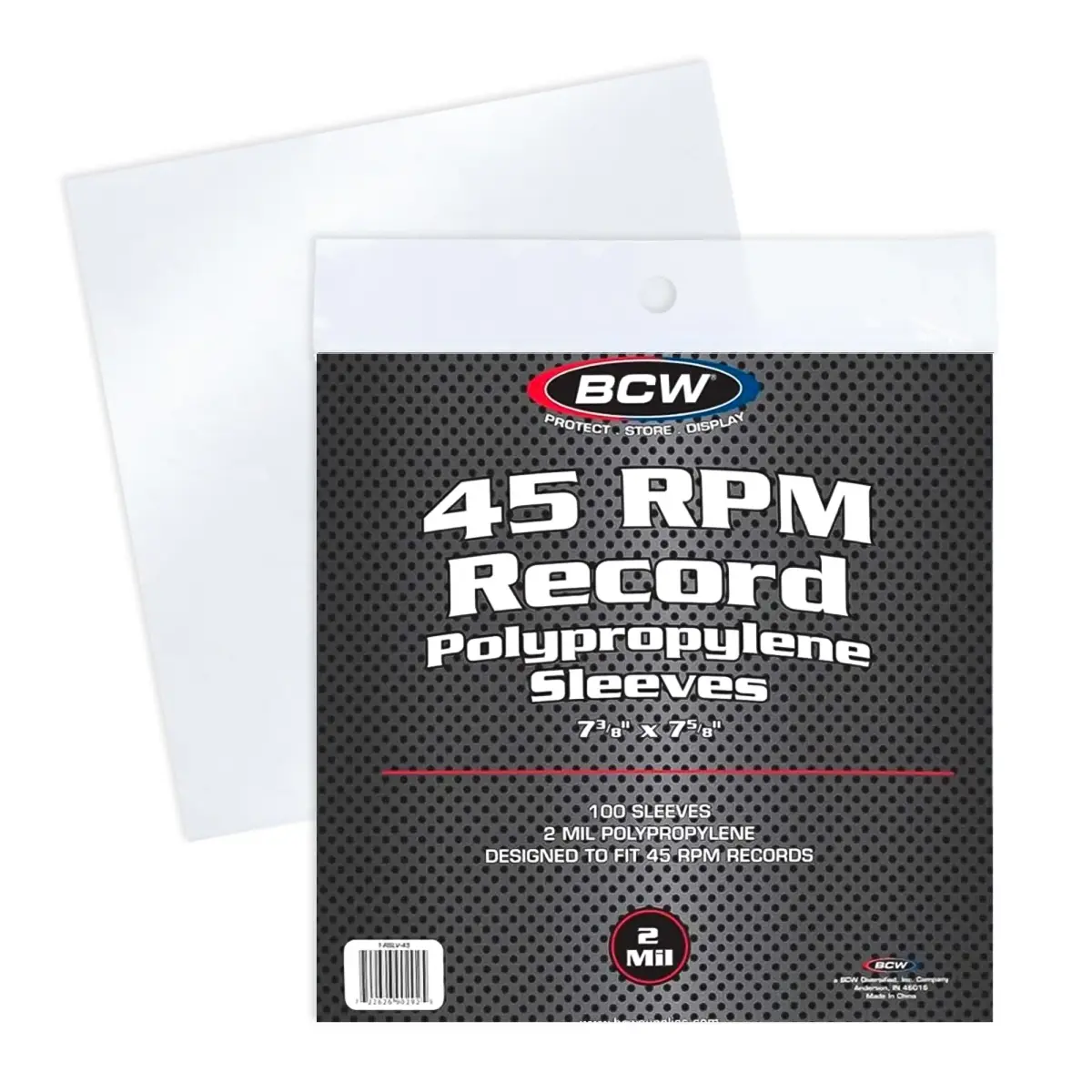 BCW 45 RPM Vinyl Record Sleeves 100 Count | Clear 2 Mil Polypropylene for 7-Inch Records - main product image