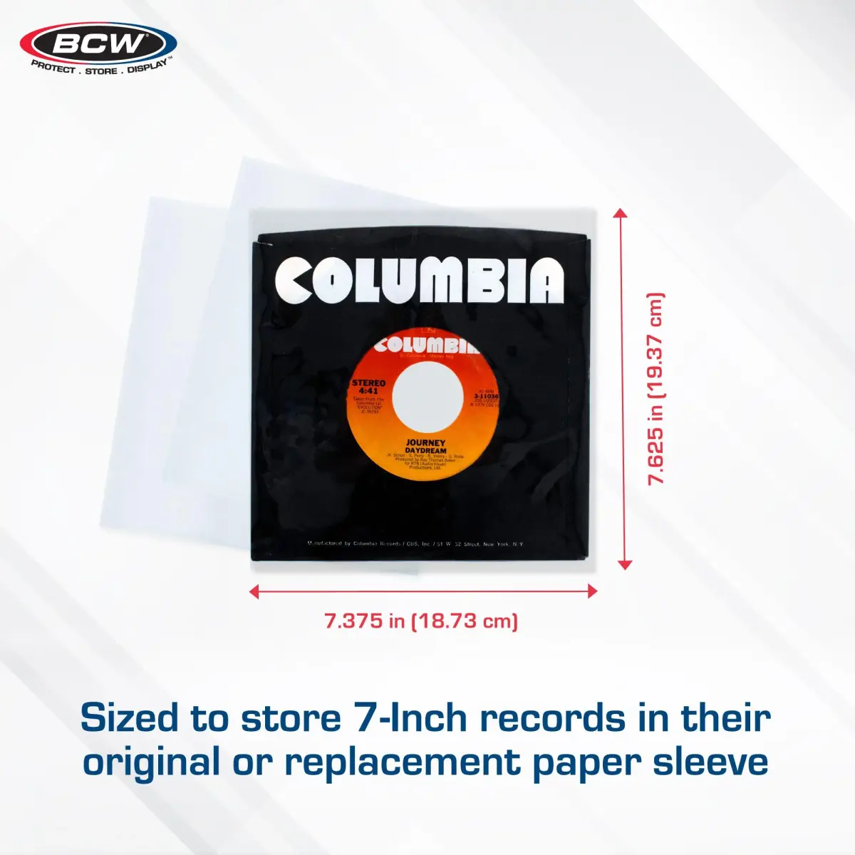 BCW 45 RPM Vinyl Record Sleeves 100 Count | Clear 2 Mil Polypropylene for 7-Inch Records - view 3