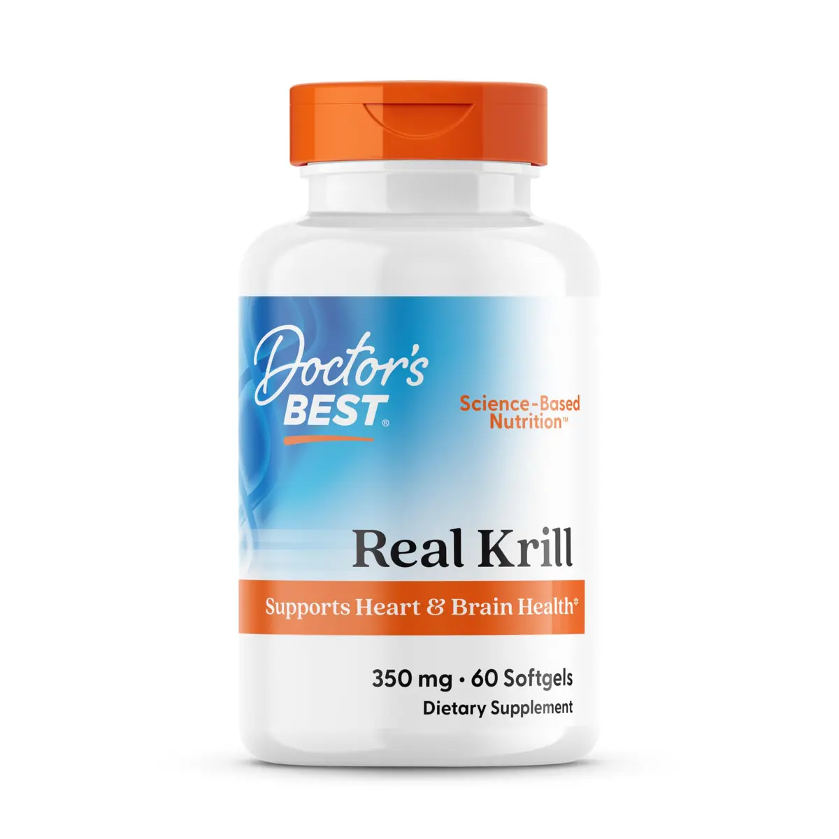Doctor's Best Real Krill Oil 350 mg Softgels (60 Count) | Omega-3s, EPA, DHA & Astaxanthin for Heart & Brain Health - main product image