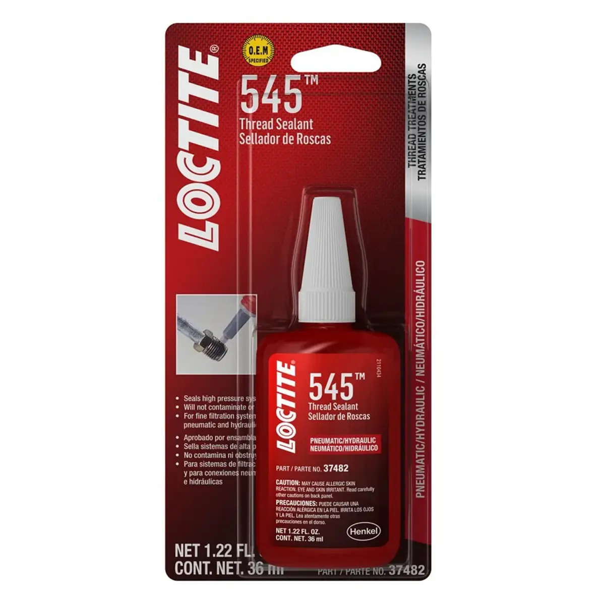Loctite 545 Pneumatic/Hydraulic Thread Sealant 36ml (1.21 Fl Oz) | Seals High-Pressure Systems - main product image