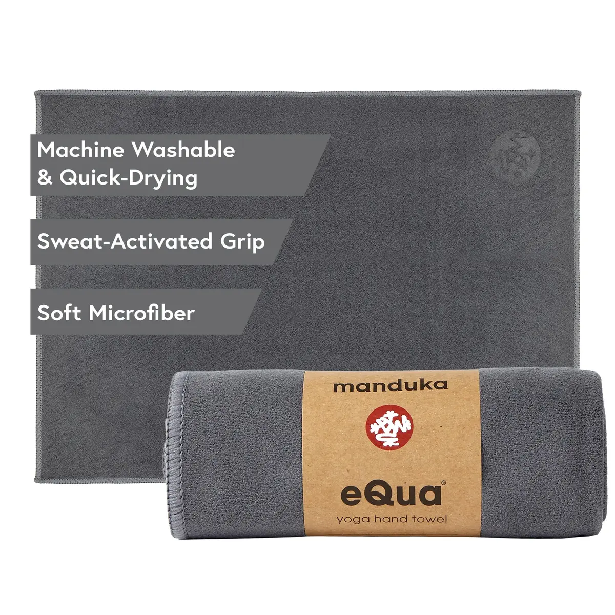 Manduka eQua Microfiber Yoga Hand Towel | Thunder | 16 x 26.5 in | Ultra-Absorbent & Quick-Drying - main product image