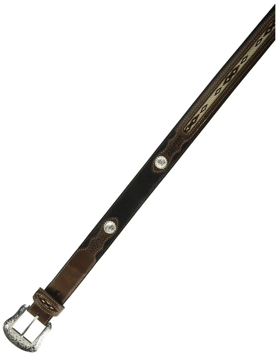 Nocona Men's Top Hand Black Middle Inlay Belt 42 | Genuine Leather, Southwestern Style - view 2