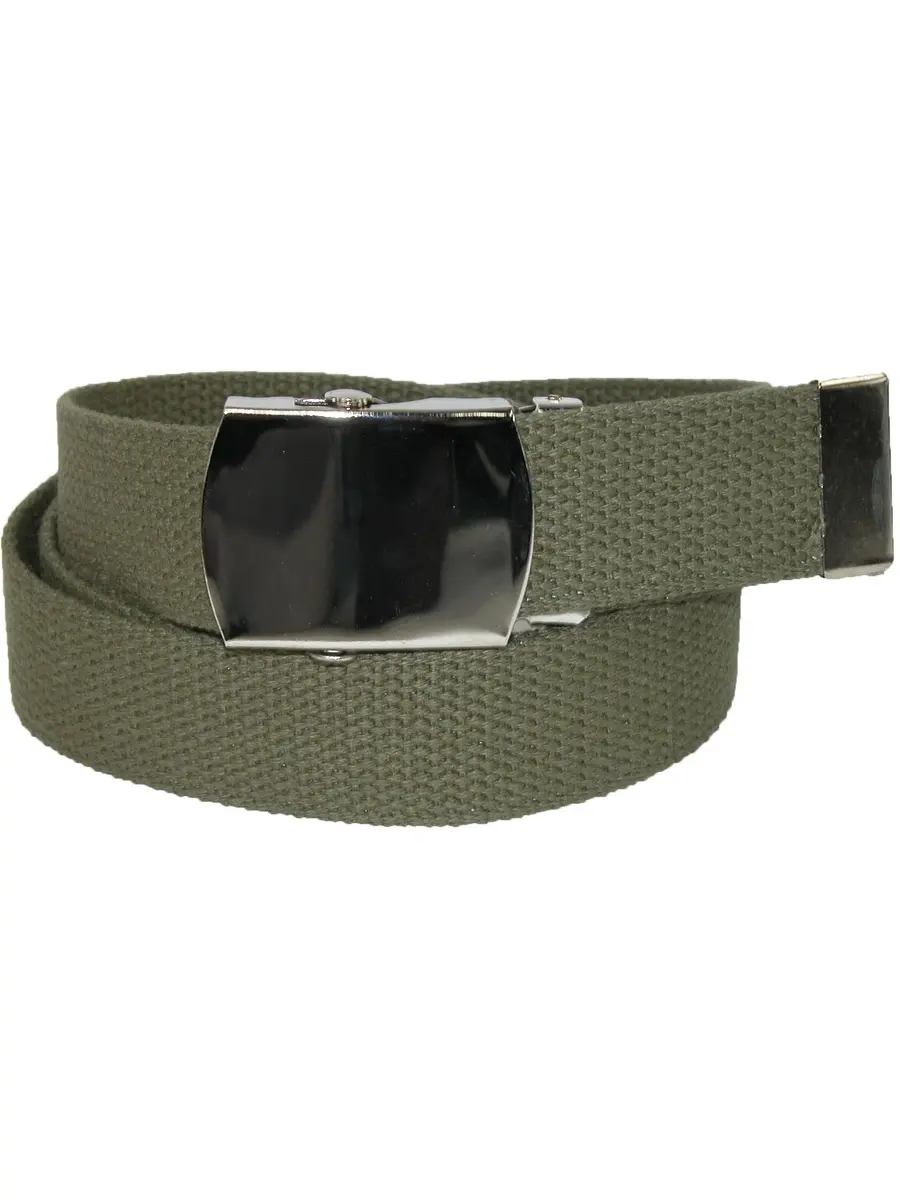 CTM Cotton Adjustable Belt with Nickel Buckle | Classic Casual Web Belt, Olive, Fits Up to 44 Inches - view 3