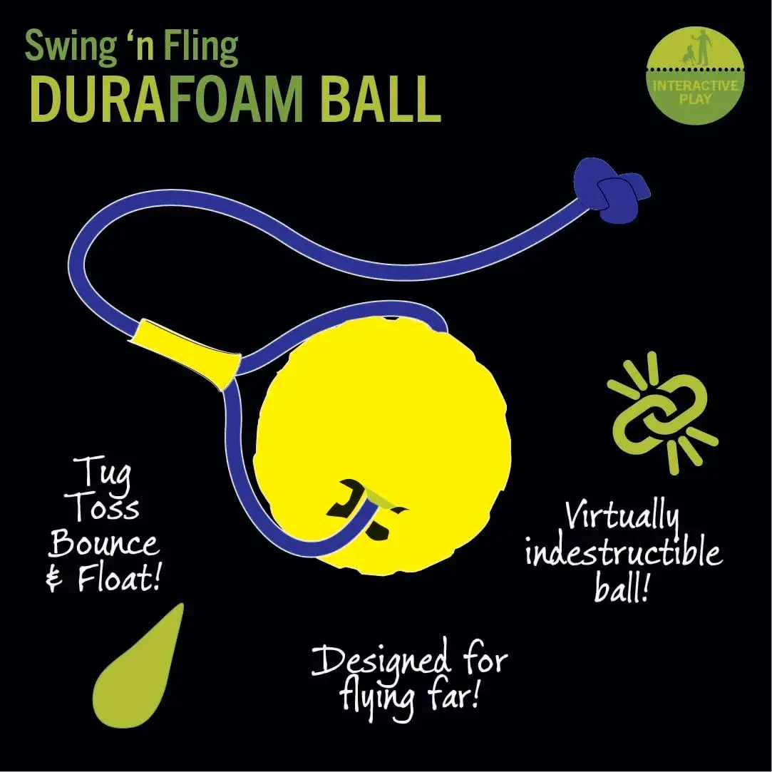 Starmark Swing 'n Fling DuraFoam Ball Dog Toy Medium 6.4 cm (2.5") | Floats & Flies Far for Fetch - view 4