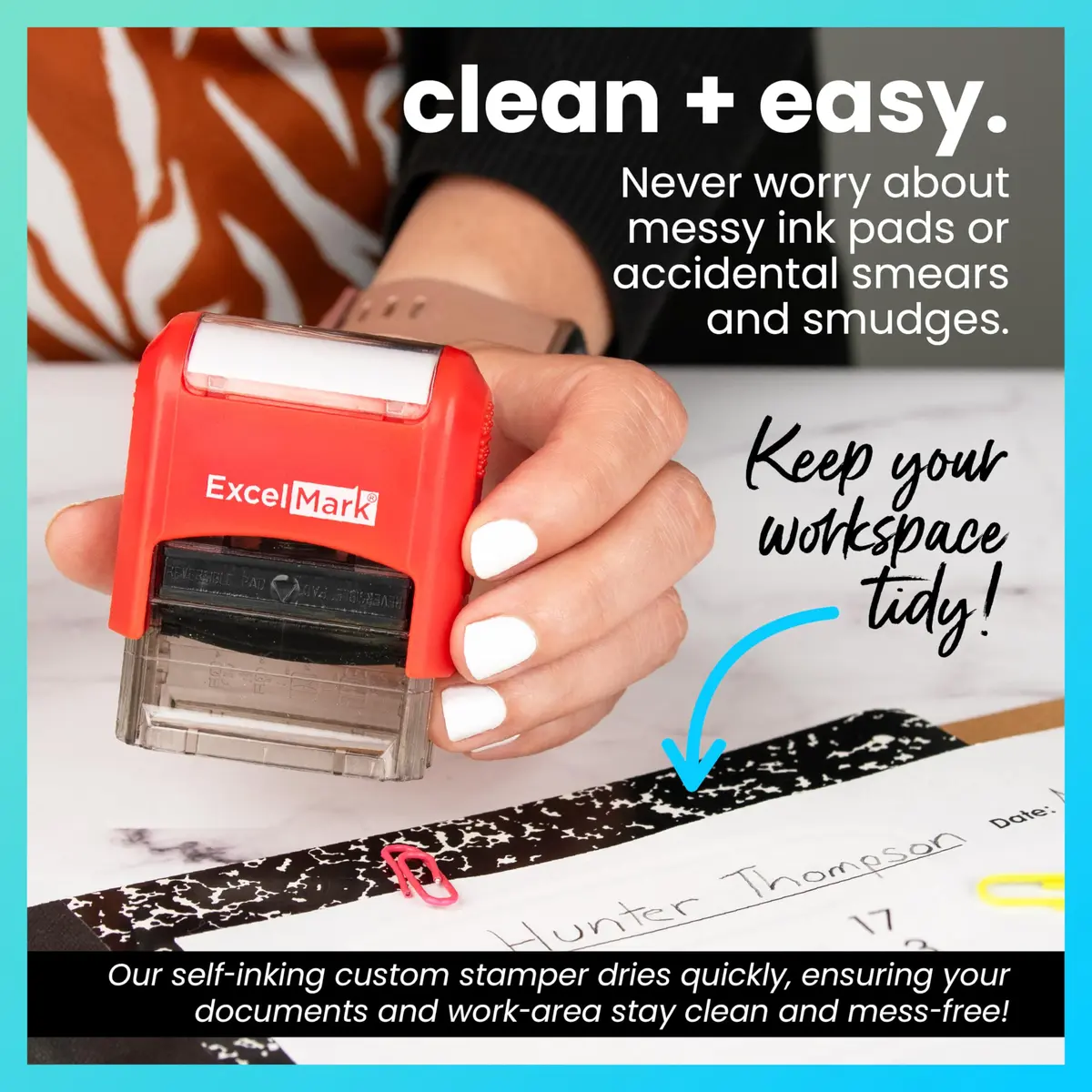 ExcelMark Complete for Homework Self-Inking Rubber Teacher Stamp 1/2" x 1 1/2" | Dual-Color Ink for Grading - view 5
