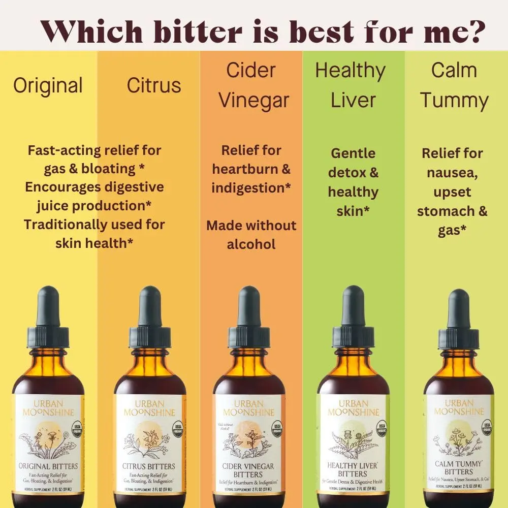 Urban Moonshine Digestive Bitters 8 Fl Oz | Organic Herbal Drops for Gas & Bloating - view 6