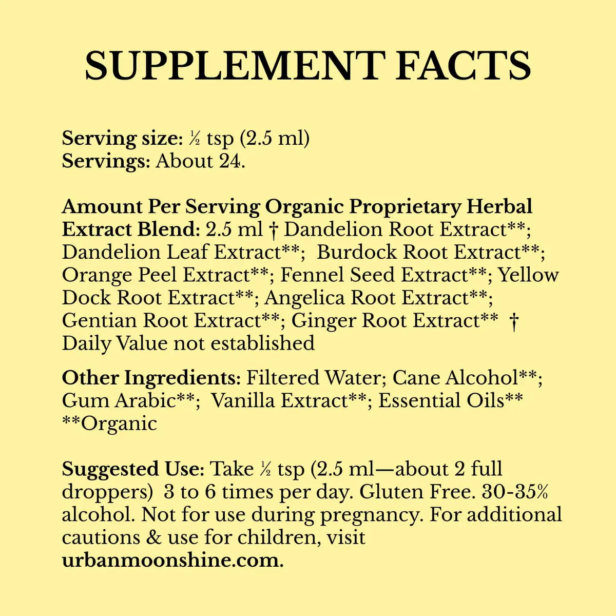 Urban Moonshine Digestive Bitters 8 Fl Oz | Organic Herbal Drops for Gas & Bloating - view 7