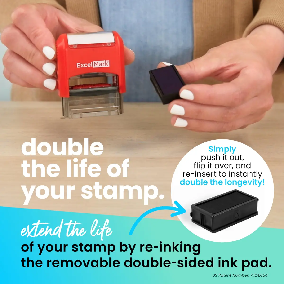 ExcelMark Self-Inking Rubber Teacher Grading Stamp - Please Sign & Return | Reversible Red/Blue Ink, Signature Line, 0.5x1.5 inch - view 6