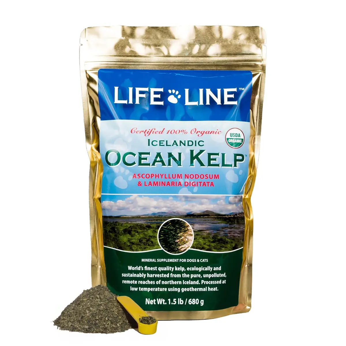 Life Line Organic Ocean Kelp Supplement for Dogs, Cats, Horses & Livestock | Natural Iodine Source, Supports Skin & Coat, Digestion | 1.5 lb - main product image