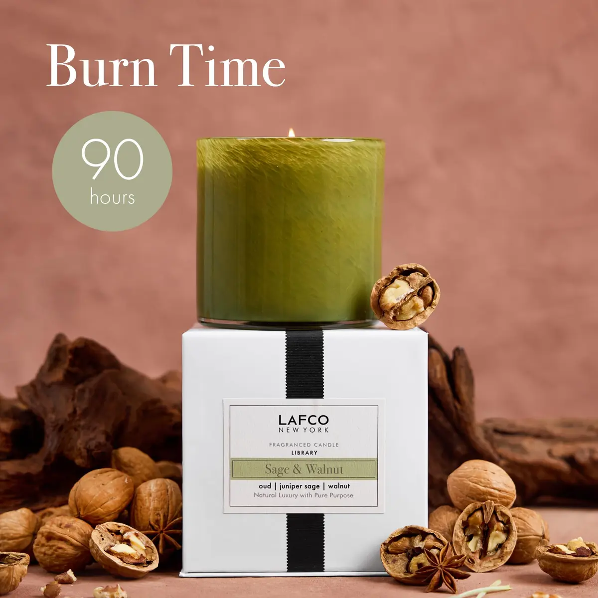 LAFCO NEW YORK Signature Candle, Sage & Walnut - 15.5 oz - 90-Hour Burn Time - Reusable Glass Vessel - view 4