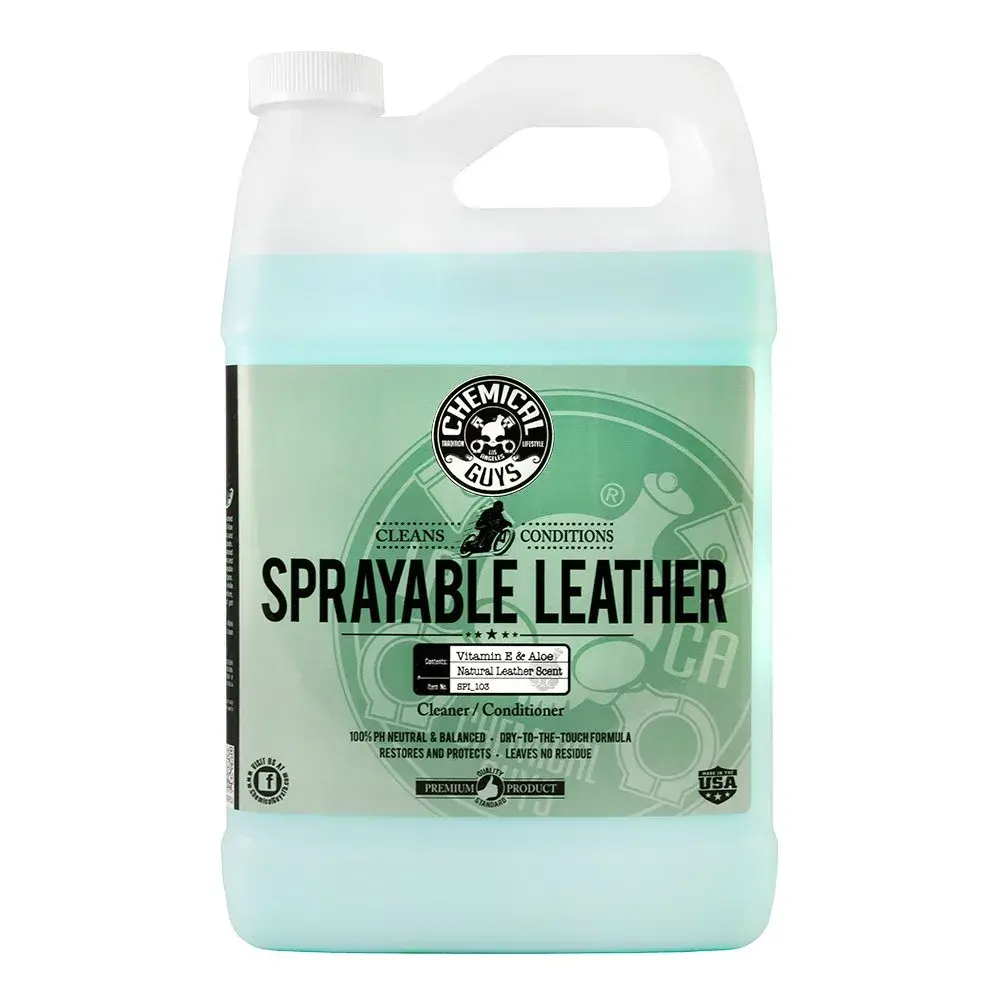 Chemical Guys SPI_103 Sprayable Leather Cleaner and Conditioner in One for Interiors, Apparel, and More (Works on Natural, Synthetic, Pleather, Faux Leather and More) Leather Scent, 128 fl oz (1 Gal) - main product image