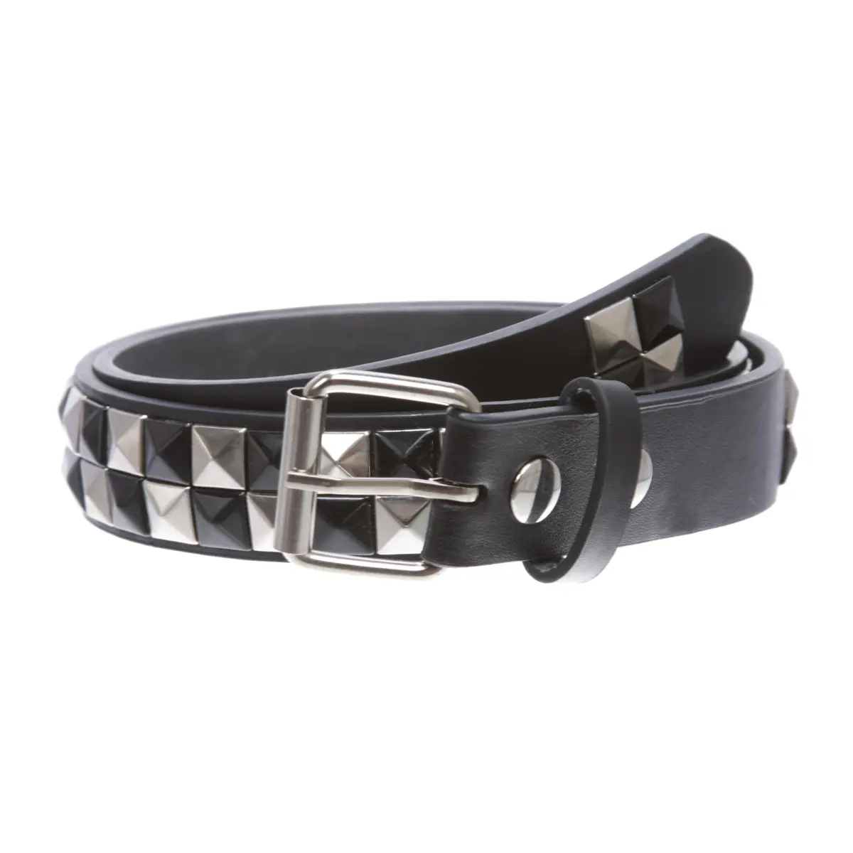Beltiscool Kids 1" Punk Rock Leather Belt | Checkerboard & Star Studded, Snap On, Unisex, L-32 - main product image