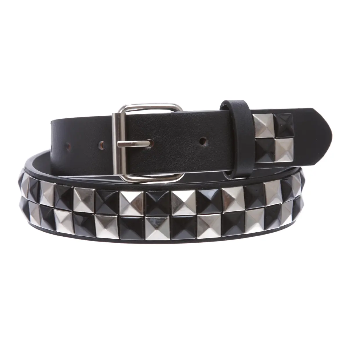 Beltiscool Kids 1" Punk Rock Leather Belt | Checkerboard & Star Studded, Snap On, Unisex, L-32 - view 2