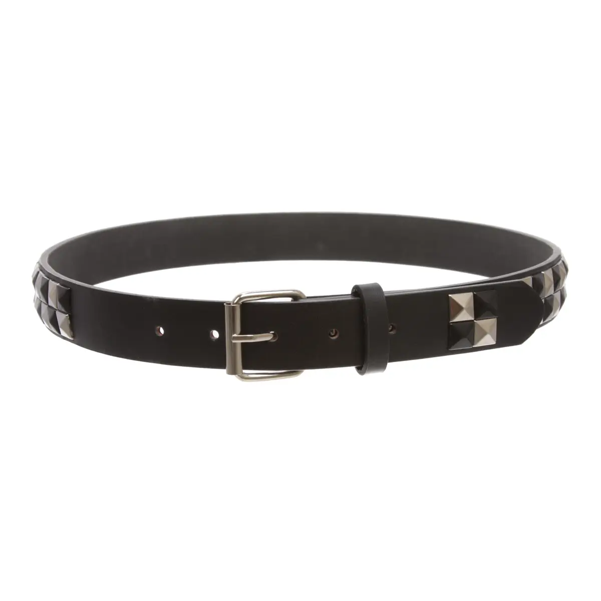 Beltiscool Kids 1" Punk Rock Leather Belt | Checkerboard & Star Studded, Snap On, Unisex, L-32 - view 3