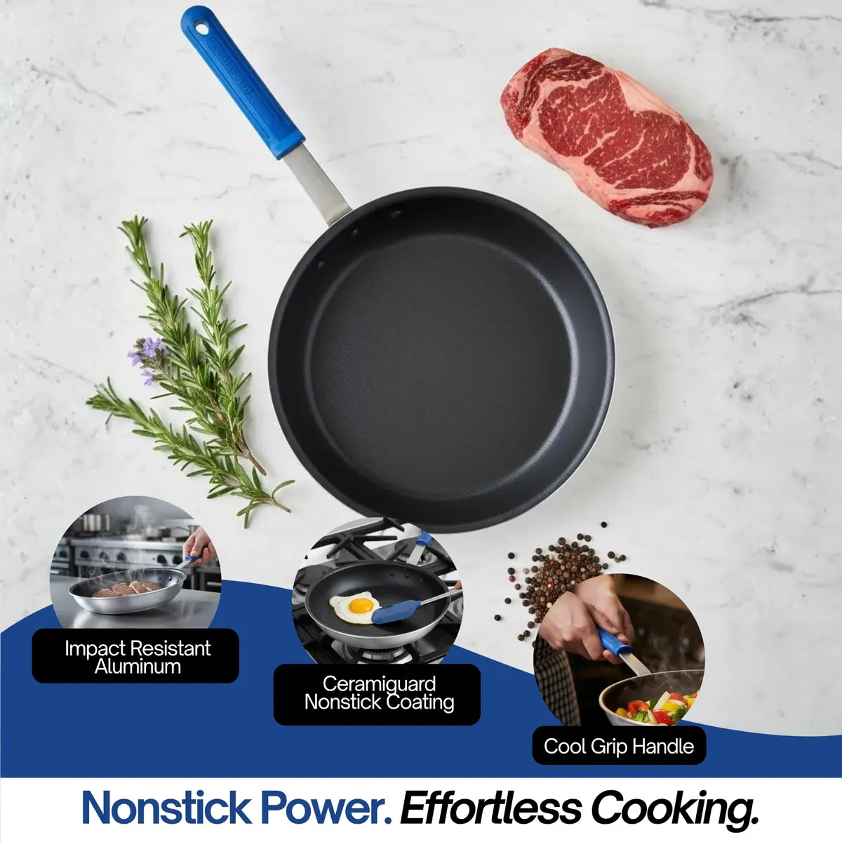 Vollrath 12" Wear-Ever CeramiGuard II Fry Pan with Cool Handle | Nonstick Aluminum Cookware - view 5