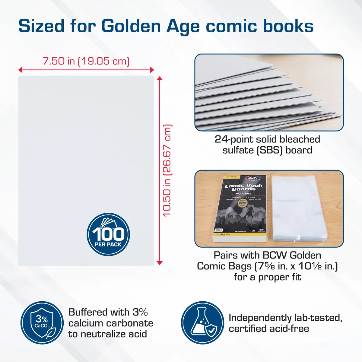 BCW Golden Age Comic Backing Boards 7.5 x 10.5 inches | Acid-Free Archival Support for Comics - view 5