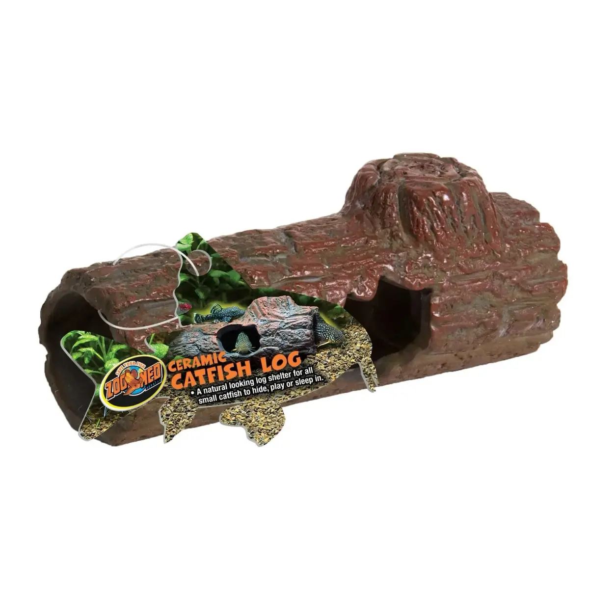 Zoo Med Ceramic Sinking Catfish Log 16.4 cm (6.45-Inch) | Naturalistic Aquarium Shelter - main product image