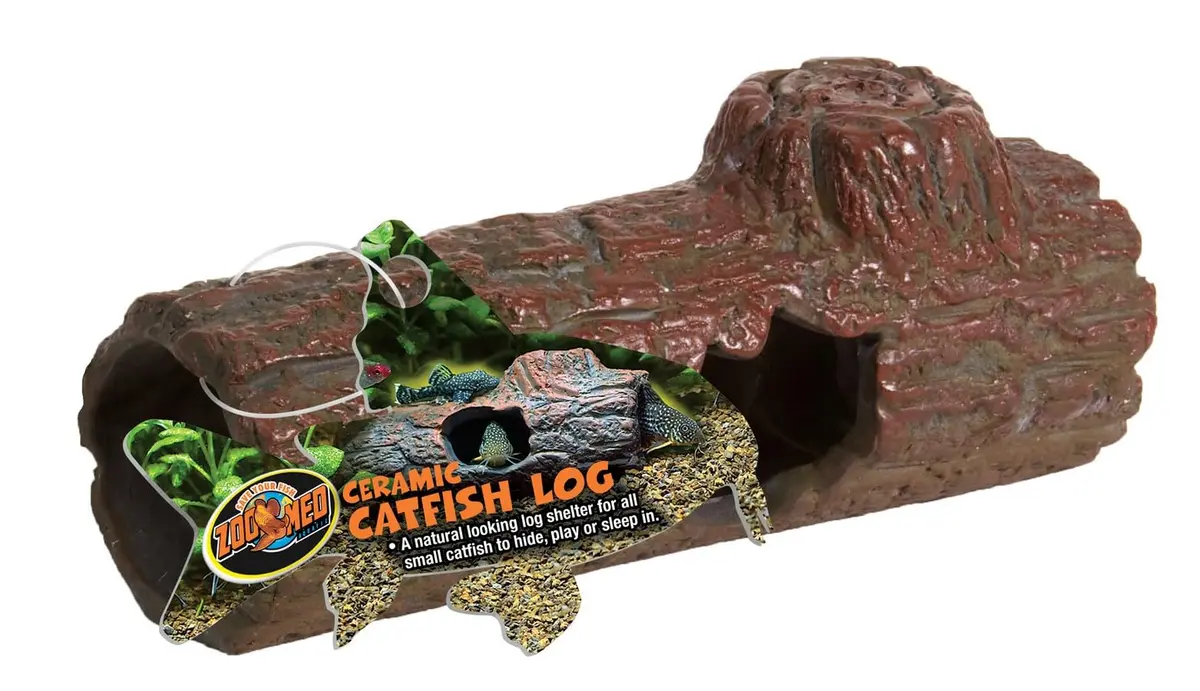 Zoo Med Ceramic Sinking Catfish Log 16.4 cm (6.45-Inch) | Naturalistic Aquarium Shelter - main product image