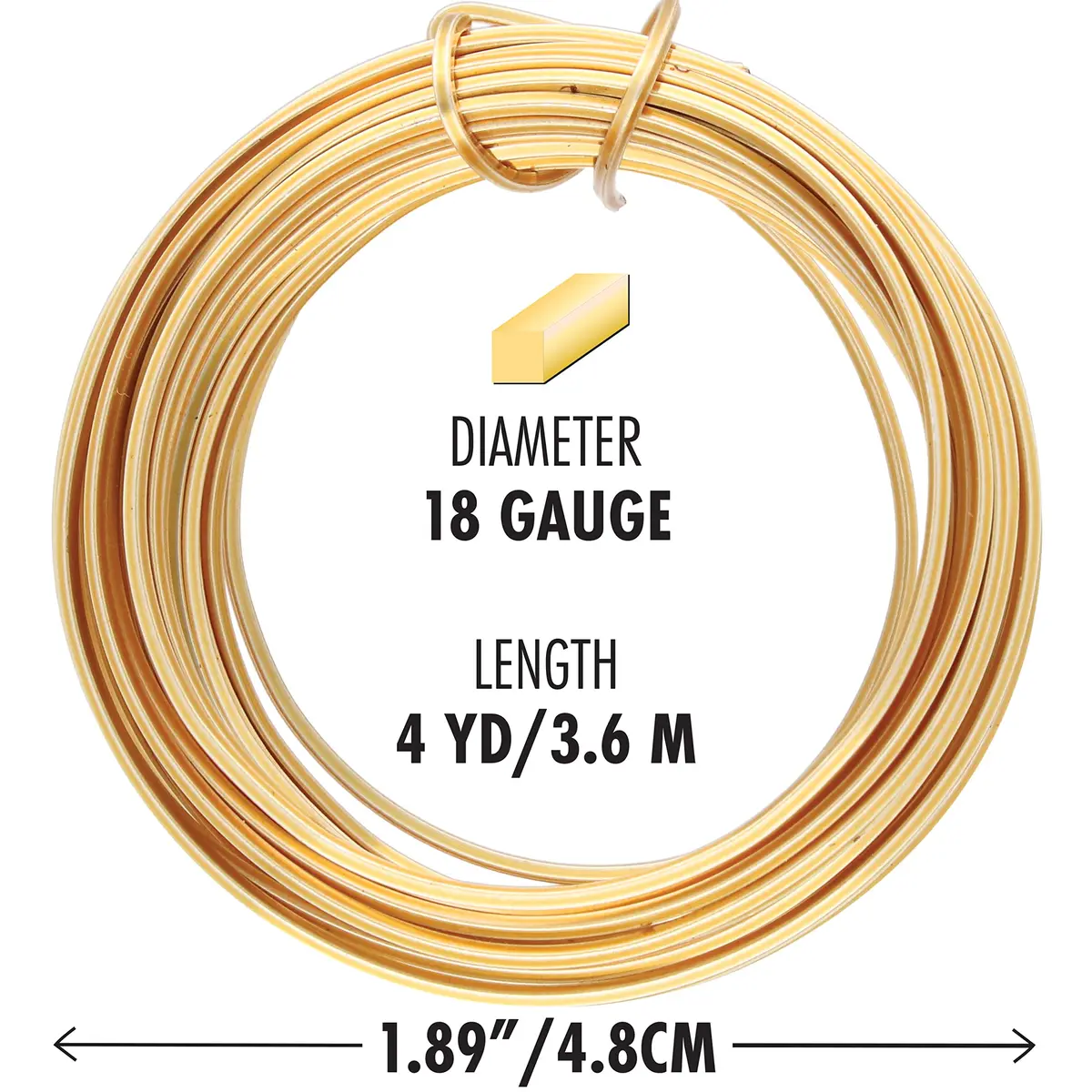 The Beadsmith Square Craft Wire - Soft Temper Beading Wire, Gold Color, 18 Gauge (0.04 inches / 1 mm), 4 Yards - view 2